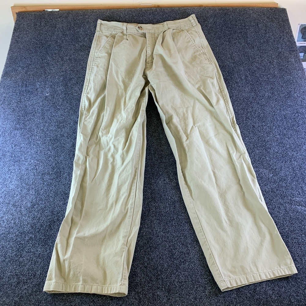 Patagonia Chino Pants Mens 35 (Fits 32x30.5) Beige Cotton Pleated Straight Leg